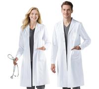 BSBUY Lab Coat Women Men White Cotton Polyester Medical Coat Science Doctors Scientist Coat, Unisex Adult Lab Coat Chemistry Laboratory Food Coat Workwear Uniform Fancy Dress Costume with Pocket(L)