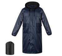 BSBUY Mens Long Waterproof Raincoat Rain Jacket Portable Ponchos Long Raincoat Hooded Lightweight Rain Coats Reflective Unisex Rain Poncho Reusable Rainsuit Hooded for Climbing Cycling Hiking(XXL)
