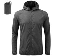 BSBUY Mens Waterproof Jackets Lightweight Rain Jacket Packable Hooded Rain Coats Fast Dry Raincoat Windproof Shell Jacket with Storage Bag and Pocket Solid Color Pullover Top for Travel Hiking Camping