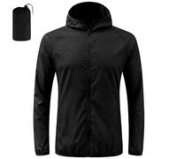 BSBUY Mens Waterproof Jackets Lightweight Rain Jacket Packable Hooded Rain Coats Fast Dry Raincoat Windproof Shell Jacket with Storage Bag and Pocket Solid Color Pullover Top for Travel Hiking Camping