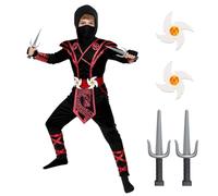 BSBUY Ninja Costume Kids Halloween Ninja Fancy Dress Costume with Ninja Accessories Warrior Ninja Muscle Costume for Boys Girls Luxury Ninja Role Play outfit for Halloween Cosplay Theme Party(S)
