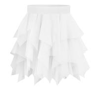 BSBUY Women's Tulle Tutu Skirt for Girls 50s Elastic Irregular Short Tulle Tutu Skirt Ballet Bubble Skirt Fancy Dress 50's Ballet Costume Outfit Tulle Petticoat Tutu for Halloween Party Dancing(White)