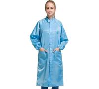 BSC WISSEN DE Anti-static ESD Coat Work Wear Cloth Science Jacket Long Sleave Non-disposable Workwear Zip Up,Unisex, Blue, Large