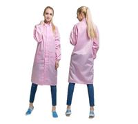 BSC WISSEN DE ESD Mens/Womens AntiStatic Cloth Lab Coat Science Jacket Long Sleave Non-disposable Workwear Zip Up,Unisex, Pink, XXXXL
