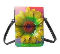 BSCKKDMN 3d Colorful Sunflower Small Crossbody Bags For Women Cell Phone Purse Pu Leather Wallet Bag With Shoulder Strap
