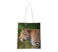 BSCKKDMN 3d Seaside Lighthouse Tote Bag For Women,Canvas Shoulder Bags With Pockets Shopping Bag Cute Reusable Grocery Bags, African Leopard, One Size