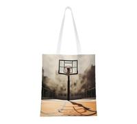 BSCKKDMN 3d Seaside Lighthouse Tote Bag For Women,Canvas Shoulder Bags With Pockets Shopping Bag Cute Reusable Grocery Bags, Amazing Basketball Court, One Size