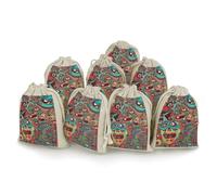 BSCKKDMN 8 Pack Cotton Drawstring Bags, Abstract Monster Linen Gift Bags Storage Bag Reusable Gift Pouches Sachet for Jewelry Party Favors Wrapping DIY Christmas Gifts Candy Bags 4.9x6.7 Inches