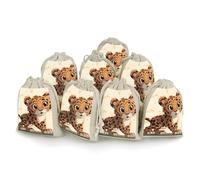BSCKKDMN 8 Pack Cotton Drawstring Bags, Cute Animal Linen Gift Bags Storage Bag Reusable Gift Pouches Sachet for Jewelry Party Favors Wrapping DIY Christmas Gifts Candy Bags 4.9x6.7 Inches
