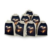 BSCKKDMN 8 Pack Cotton Drawstring Bags, Heart Shaped Object Linen Gift Bags Storage Bag Reusable Gift Pouches Sachet for Jewelry Party Favors Wrapping DIY Christmas Gifts Candy Bags 4.9x6.7 Inches