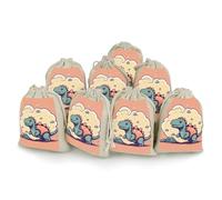BSCKKDMN 8 Pack Cotton Drawstring Bags, Little Blue Dinosaur Linen Gift Bags Storage Bag Reusable Gift Pouches Sachet for Jewelry Party Favors Wrapping DIY Christmas Gifts Candy Bags 4.9x6.7 Inches