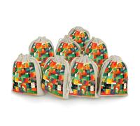 BSCKKDMN 8 Pack Cotton Drawstring Bags, Red And Green Collage Linen Gift Bags Storage Bag Reusable Gift Pouches Sachet for Jewelry Party Favors Wrapping DIY Christmas Gifts Candy Bags 4.9x6.7 Inches
