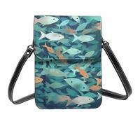 BSCKKDMN Abstract Shoal Of Fish Small Crossbody Bags For Women Cell Phone Purse Pu Leather Wallet Bag With Shoulder Strap