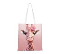 BSCKKDMN Art Colorful Chicken Tote Bag For Women,Canvas Shoulder Bags With Pockets Shopping Bag Cute Reusable Grocery Bags, Pink Giraffe, One Size