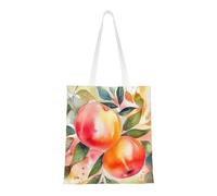 BSCKKDMN Australian Shepherd Tote Bag For Women,Canvas Shoulder Bags With Pockets Shopping Bag Cute Reusable Grocery Bags, Colorful Peach Watercolor Design, One Size