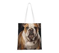 BSCKKDMN Australian Shepherd Tote Bag For Women,Canvas Shoulder Bags With Pockets Shopping Bag Cute Reusable Grocery Bags, English-bulldog, One Size