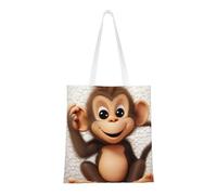 BSCKKDMN Australian Shepherd Tote Bag For Women,Canvas Shoulder Bags With Pockets Shopping Bag Cute Reusable Grocery Bags, Cute Monkey, One Size