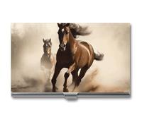 BSCKKDMN Business Card Holder Slim Portable Metal Business Card Case Animals Horse Running Pocket Name Card Holder Wallet for Men Women Office Travel