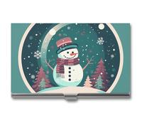 BSCKKDMN Business Card Holder Slim Portable Metal Business Card Case Cartoon Cute Snowman Pocket Name Card Holder Wallet for Men Women Office Travel