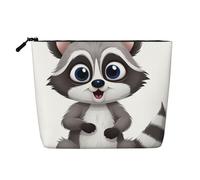 BSCKKDMN Cartoon Cute Raccoon Makeup Bag For Women, Waterproof Linen Travel Cosmetic Case Lightweight Zipper Travel Toiletry Bag Organizer Makeup Brushes Storage Bag