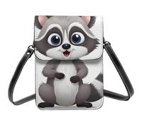 BSCKKDMN Cartoon Cute Raccoon Small Crossbody Bags For Women Cell Phone Purse Pu Leather Wallet Bag With Shoulder Strap