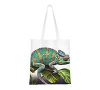 BSCKKDMN Christmas Penguin Tote Bag For Women,Canvas Shoulder Bags With Pockets Shopping Bag Cute Reusable Grocery Bags, Chameleon, One Size