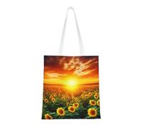 BSCKKDMN Christmas Penguin Tote Bag For Women,Canvas Shoulder Bags With Pockets Shopping Bag Cute Reusable Grocery Bags, Dreamlike Sunset of a Sunflower Field, One Size