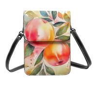 BSCKKDMN Colorful Peach Watercolor Design Small Crossbody Bags For Women Cell Phone Purse Pu Leather Wallet Bag With Shoulder Strap