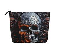 BSCKKDMN Cool Skull Graphics Makeup Bag For Women, Waterproof Linen Travel Cosmetic Case Lightweight Zipper Travel Toiletry Bag Organizer Makeup Brushes Storage Bag