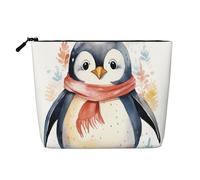 BSCKKDMN Cute Cartoon Penguin Makeup Bag For Women, Waterproof Linen Travel Cosmetic Case Lightweight Zipper Travel Toiletry Bag Organizer Makeup Brushes Storage Bag