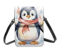 BSCKKDMN Cute Cartoon Penguin Small Crossbody Bags For Women Cell Phone Purse Pu Leather Wallet Bag With Shoulder Strap