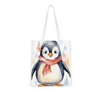BSCKKDMN Cute Cartoon Penguin Tote Bag For Women,Canvas Shoulder Bags With Pockets Shopping Bag Cute Reusable Grocery Bags, Cute Cartoon Penguin, One Size