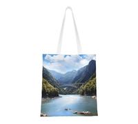 BSCKKDMN Cute Cartoon Penguin Tote Bag For Women,Canvas Shoulder Bags With Pockets Shopping Bag Cute Reusable Grocery Bags, Beautiful Mountains, One Size