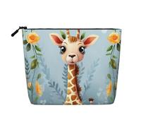 BSCKKDMN Cute Giraffe Flowers Makeup Bag For Women, Waterproof Linen Travel Cosmetic Case Lightweight Zipper Travel Toiletry Bag Organizer Makeup Brushes Storage Bag