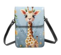 BSCKKDMN Cute Giraffe Flowers Small Crossbody Bags For Women Cell Phone Purse Pu Leather Wallet Bag With Shoulder Strap