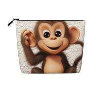 BSCKKDMN Cute Monkey Makeup Bag For Women, Waterproof Linen Travel Cosmetic Case Lightweight Zipper Travel Toiletry Bag Organizer Makeup Brushes Storage Bag