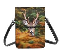 BSCKKDMN Deer Among Thick Leaves Small Crossbody Bags For Women Cell Phone Purse Pu Leather Wallet Bag With Shoulder Strap