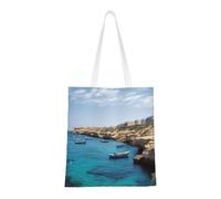 BSCKKDMN Doves Tote Bag For Women,Canvas Shoulder Bags With Pockets Shopping Bag Cute Reusable Grocery Bags, Coastal of Malta, One Size