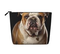 BSCKKDMN English-Bulldog Makeup Bag For Women, Waterproof Linen Travel Cosmetic Case Lightweight Zipper Travel Toiletry Bag Organizer Makeup Brushes Storage Bag