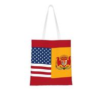 BSCKKDMN Eye Balls Tote Bag For Women,Canvas Shoulder Bags With Pockets Shopping Bag Cute Reusable Grocery Bags, American Spain Flag, One Size