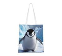 BSCKKDMN Farm Poultry Tote Bag For Women,Canvas Shoulder Bags With Pockets Shopping Bag Cute Reusable Grocery Bags, Cute Penguins Baby Taking, One Size