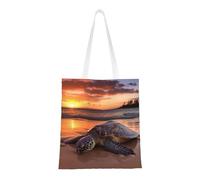 BSCKKDMN Farm Poultry Tote Bag For Women,Canvas Shoulder Bags With Pockets Shopping Bag Cute Reusable Grocery Bags, Sea Turtle Sunset, One Size