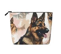 BSCKKDMN German Shepherd Dog Lovers Makeup Bag For Women, Waterproof Linen Travel Cosmetic Case Lightweight Zipper Travel Toiletry Bag Organizer Makeup Brushes Storage Bag