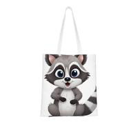 BSCKKDMN Hedge Tote Bag For Women,Canvas Shoulder Bags With Pockets Shopping Bag Cute Reusable Grocery Bags, Cartoon Cute Raccoon, One Size