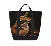 BSCKKDMN Large Insulated Lunch Bag For Women Men, Leak Proof Waterproof Cooler Bag Reusable Grocery Tote Bag For Travel Beach Picnic Old West Guitar Lightweight Handbag