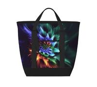 BSCKKDMN Large Insulated Lunch Bag For Women Men, Leak Proof Waterproof Cooler Bag Reusable Grocery Tote Bag For Travel Beach Picnic Abstract Flower Lightweight Handbag
