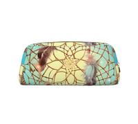 BSCKKDMN Leather Pencil Case Cute Zipper Pencil Pouch Pen Bag Multifunctional Travel Makeup Cosmetic Bag Catch Dream Net Key Pouch For Women Men Work Office