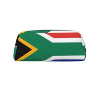 BSCKKDMN Leather Pencil Case Cute Zipper Pencil Pouch Pen Bag Multifunctional Travel Makeup Cosmetic Bag South Africa Flag Key Pouch For Women Men Work Office