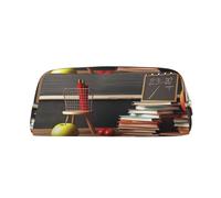 BSCKKDMN Leather Pencil Case Cute Zipper Pencil Pouch Pen Bag Multifunctional Travel Makeup Cosmetic Bag Teacher Classroom Chalkboard Key Pouch For Women Men Work Office