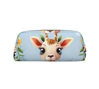BSCKKDMN Leather Pencil Case Cute Zipper Pencil Pouch Pen Bag Multifunctional Travel Makeup Cosmetic Bag Cute Giraffe Flowers Key Pouch For Women Men Work Office